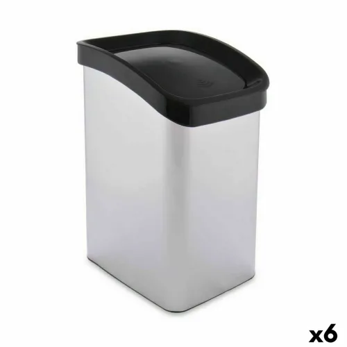 Afvalemmer Gekanteld Zilverkleurig Plastic 12 L (6 Stuks) Foto 1