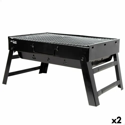 Barbecue Draagbare Aktive Rechthoekig Zwart 50 x 23 x 30 cm (2 Stuks) Foto 1