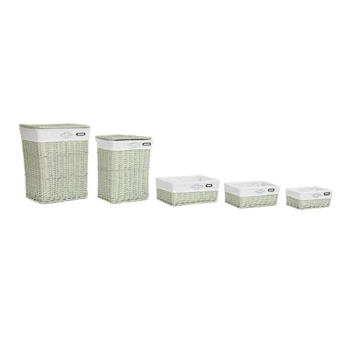 Basket spelset DKD Home Decor Groen vlechtwerk 44 x 34 x 56 cm 5 Onderdelen Foto 1