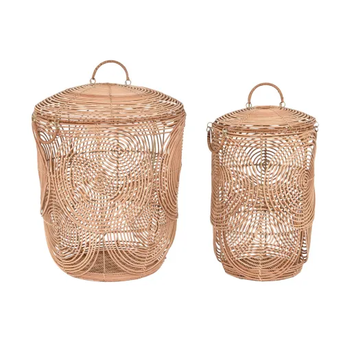 Basket spelset DKD Home Decor Natuurlijk Lichtbruin Tropisch 45 x 45 x 57 cm Foto 1