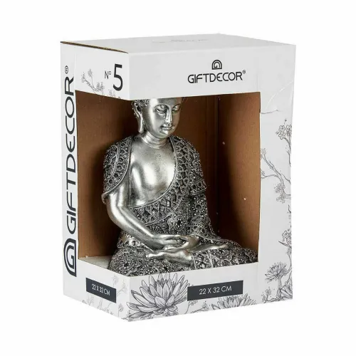 Decoratieve figuren Boeddha Zittend Zilverkleurig 17 x 32,5 x 22 cm (4 Stuks) Foto 3