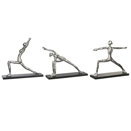 Decoratieve figuren DKD Home Decor 33 x 10 x 35 cm Zilverkleurig Zwart Indiaas Yoga (3 Stuks) Foto 1