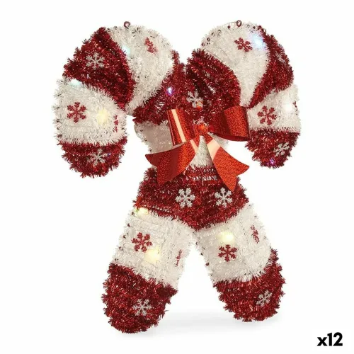 Decoratieve figuren Snoepgoed Klatergoud LED Licht Wit Rood Polypropyleen PET 47 x 6 x 47 cm (12 Stuks) Foto 1