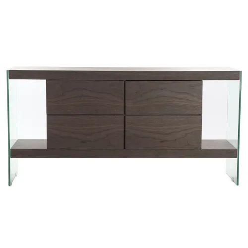 Dientafel DKD Home Decor Kristal Bruin Transparant Walnoot 160 x 45 x 80 cm Hout MDF Foto 4