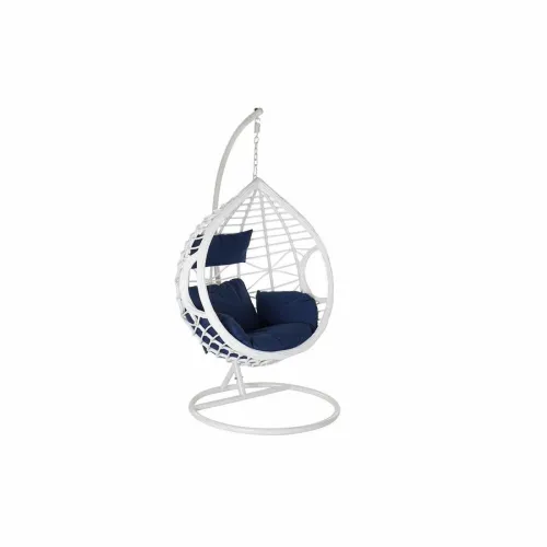 Hangende tuinstoel DKD Home Decor Marineblauw Wit Aluminium Synthetische rotan 90 x 70 x 110 cm (107 x 107 x 198 cm) Foto 1