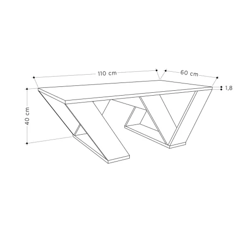 Hoofdtafel Alexandra House Living Diagonal Ek Hout MDP 110 x 40 x 60 cm Foto 4