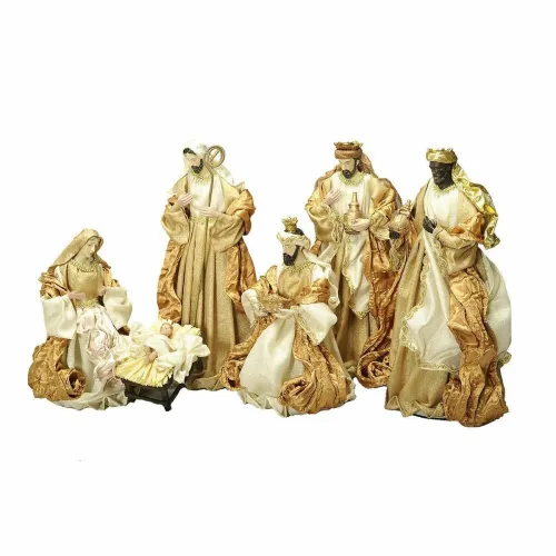 Kerststal set DKD Home Decor Gouden Kroon 30 x 5 x 30 cm 50 x 5 x 50 cm Foto 3