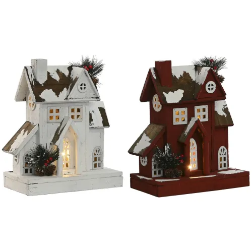 Kerstversiering Home ESPRIT Wit Rood 26 x 14 x 32 cm (2 Stuks) Foto 1