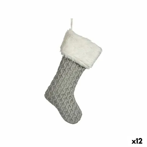 Kerstversiering Kerstsok Grijs Stof 28 x 4 x 46 cm (12 Stuks) Foto 1