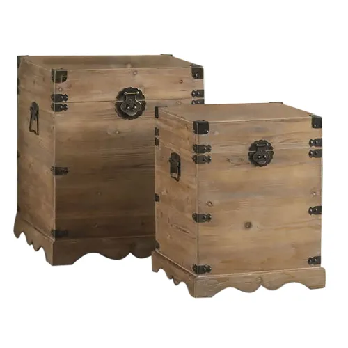 Kofferset DKD Home Decor Metaal Spar Sparrenhout Orientaals 50 x 50 x 61 cm 48 x 48 x 61 cm 50 x 50 x 60 cm (2 Stuks) (1 Stuks) Foto 1