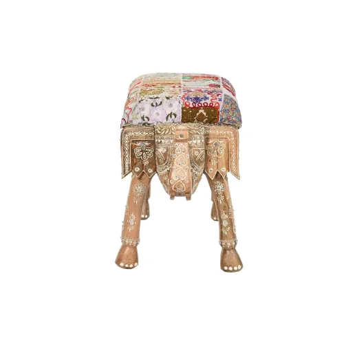 Kruk DKD Home Decor Multicolour Polyester Mangohout 65 x 31,7 x 38 cm Olifant Foto 2