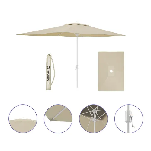 Marbueno Parasol Staal 6 Ribben D200x300 cm Polyester Beige Tuin, Zwembad en Terras 10192 Foto 2