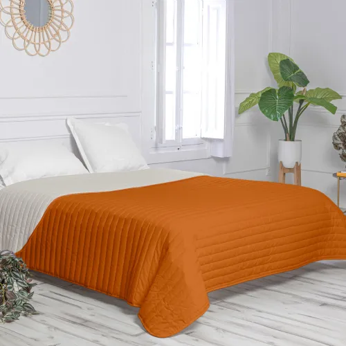 Omkeerbare sprei HappyFriday Basic Dash Oranje 240 x 260 cm Foto 2