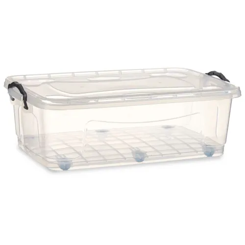 Opbergdoos op Wielen Transparant Plastic 30 L 40 x 20,5 x 63 cm (6 Stuks) Foto 2