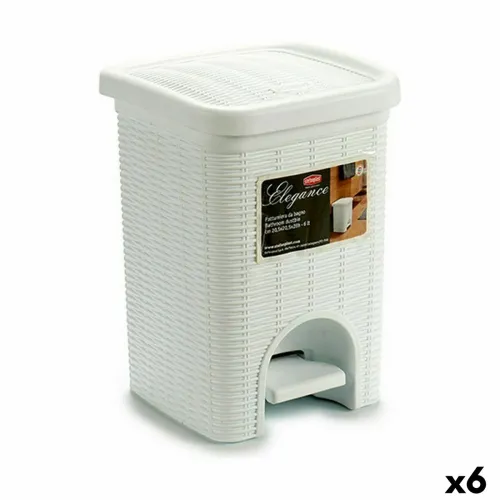 Pedaalemmer Stefanplast Elegance Wit Zwart Plastic 6 L (6 Stuks) Foto 1