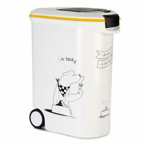 Pet food canister Curver 794096 Met wieltjes Wit Plastic 20 kg 54 L 49,3 x 27,8 x 60,5 cm Foto 2