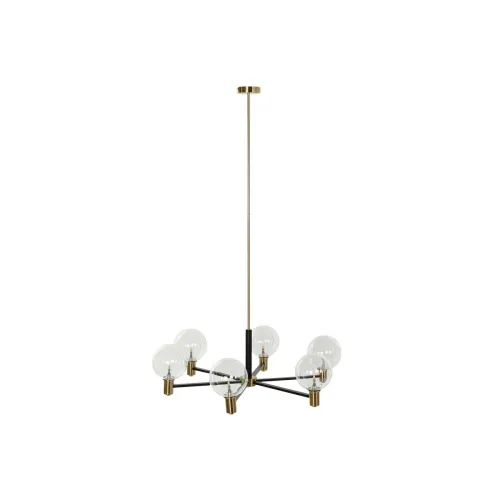 Plafondlamp DKD Home Decor 83 x 83 x 128 cm Kristal Zwart Gouden Metaal 9 W Foto 1