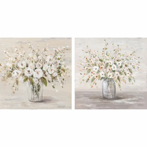 Schilderij DKD Home Decor 90 x 2,4 x 90 cm Vaas Shabby Chic (2 Stuks) Foto 1