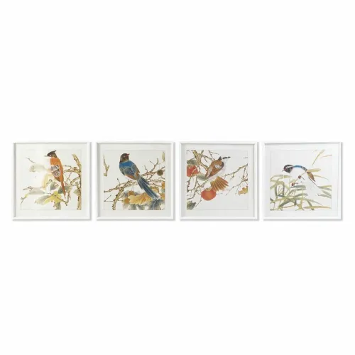 Schilderij DKD Home Decor Vogel Shabby Chic 60 x 2,5 x 60 cm (4 Stuks) Foto 1