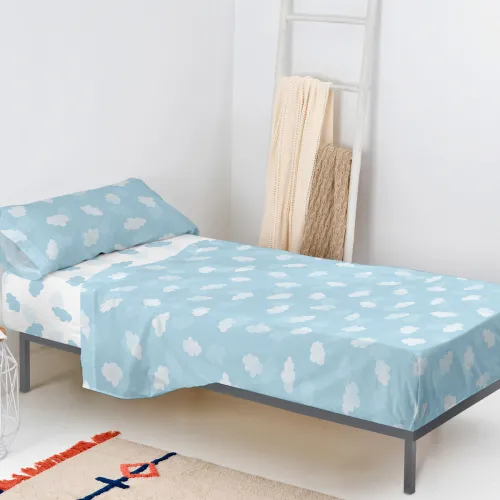 Set beddengoed HappyFriday Basic Kids Clouds Blauw Bed van 80/90 2 Onderdelen Foto 2