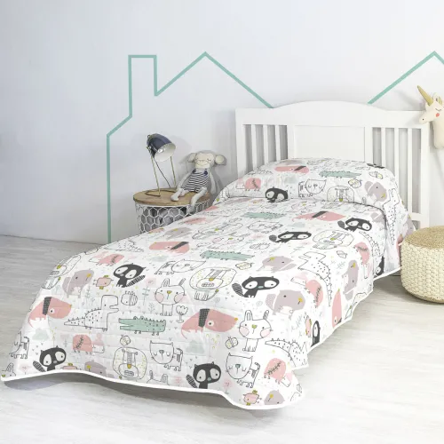 Sprei HappyFriday Moshi Moshi Multicolour 180 x 260 cm dieren Foto 2